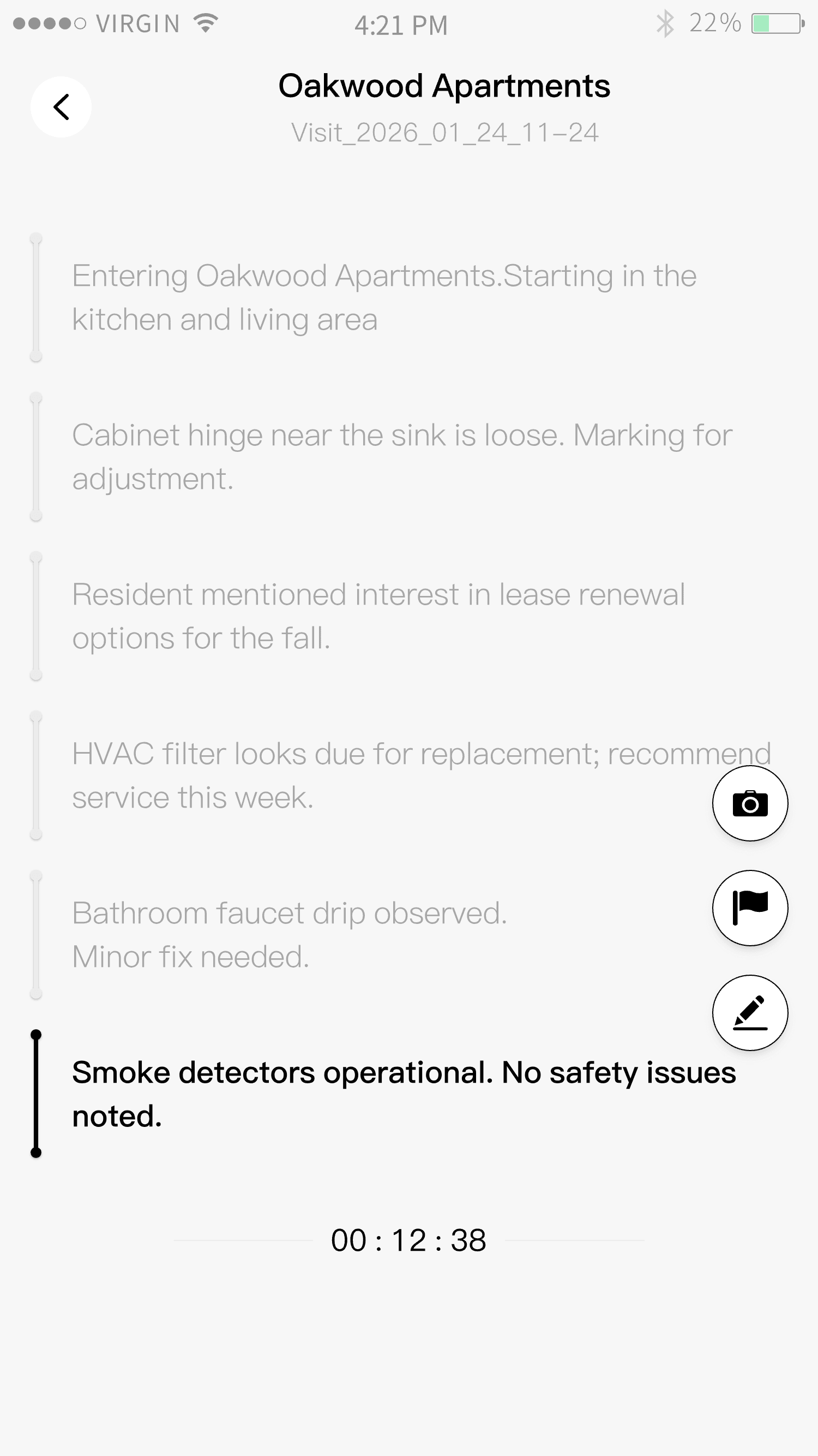 Aida recording audio, photos, and notes during site visits